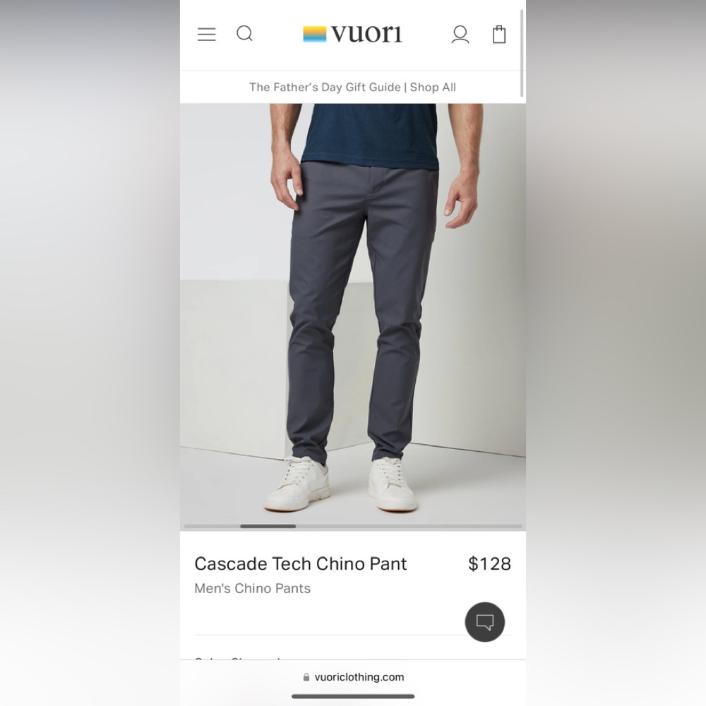 Vuori cascade tech Chino Pant color charcoal